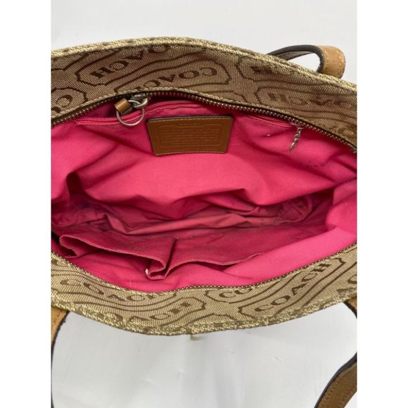 COACH Large Tan Brown Pink Tote Bag Msrp $350 - Picture 12 of 13